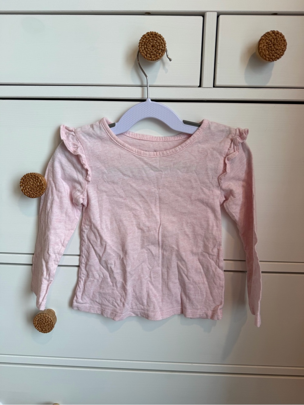 George 3T Light Pink Long Sleeve Ruffle Shoulder Top